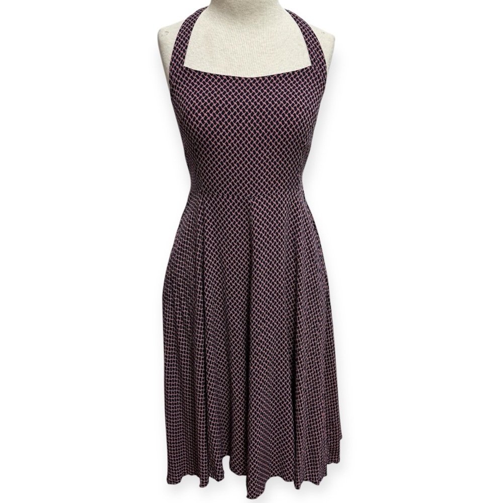 11 1 Thylo Anthropologie Fit And Flare Halter Square Neck Print Dress Small